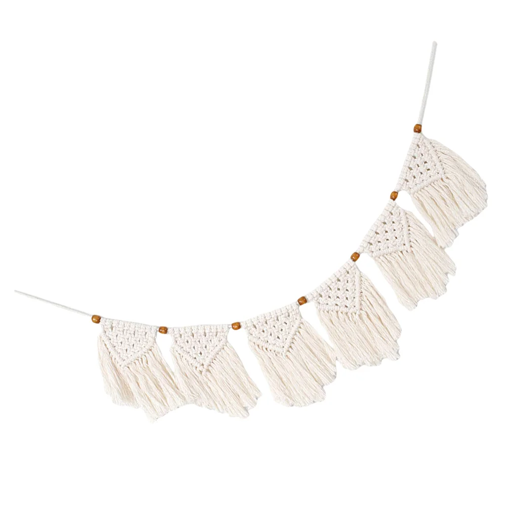 

Macrame Decor Banner Garland Decoration Wedding Woven Tassel Hanging Flag Wall Tapestry Home Girls Teen Room Bohemian Ornament