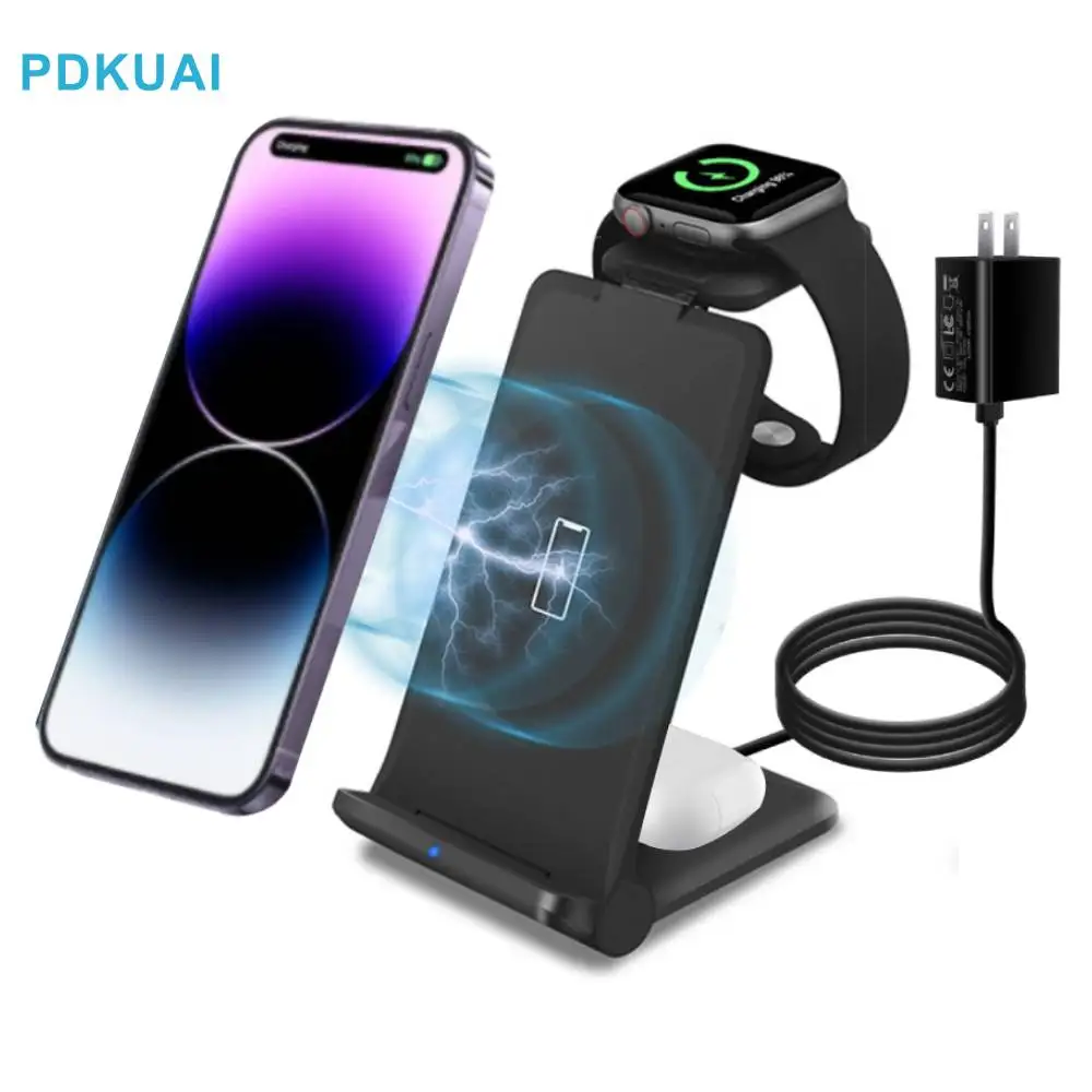 

Беспроводное зарядное устройство 3 в 1 для iPhone, складная док-станция для быстрой зарядки iPhone 14, 13, 12, 11, XS, XR, X, 8, 7, 6, Airpods Pro, 15 Вт