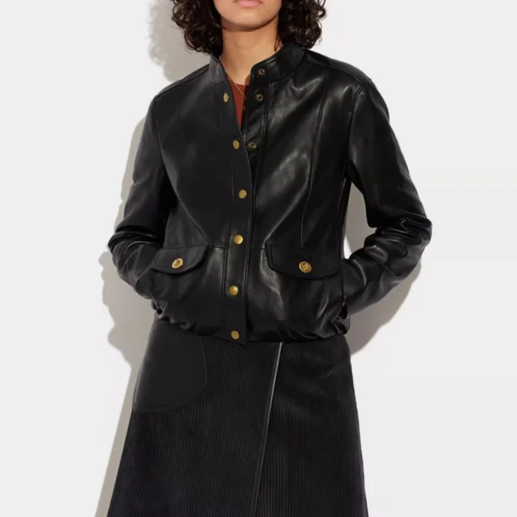 

Genuine leather jacket 2023 autumn and winter new standing collar sheepskin single breasted casual long sleeved short jacket for