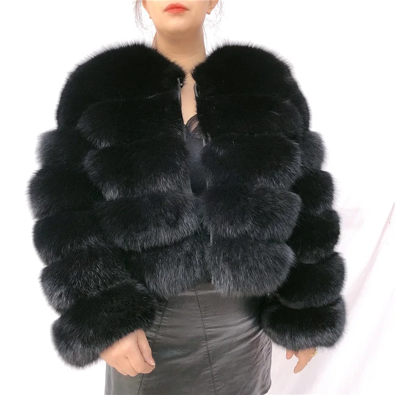 High Quality Natural Fox Fur Coat Long Sleeve Real Fox Fur Jacket Winter Natural Raccoon Women Fur Coat Silver Fox Red Fox Fur