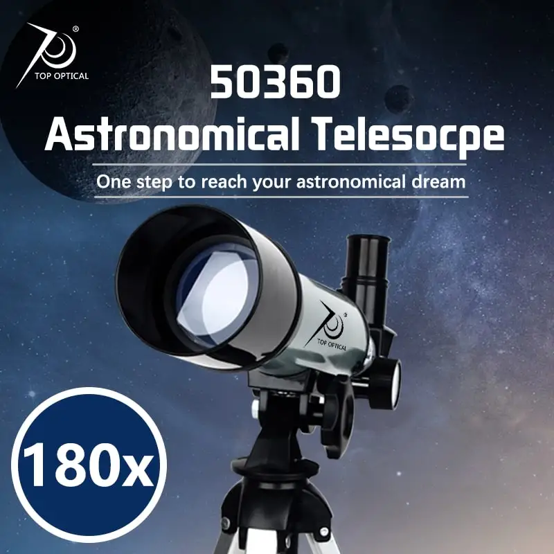 TOPOPTICAL 180x Hunting Astronomical Telescope Professional 36050 Powerful Monocular FMC Lens Kids Gifts with Metal Tripod Handy