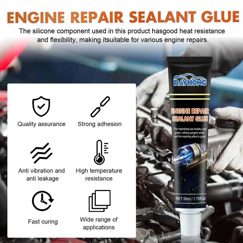 Engine Block Sealant Oil Pan Silicone Sealant Fast Acid-Free Curing Sealant High Temp Sealant Home Withstands -50C To 300C