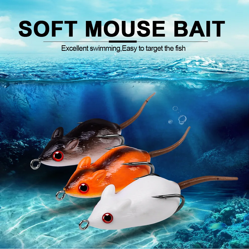 

S0339 Lure Bait Thunder Frog Mouse Double Hook Simulation Rat Frog 5cm 9g Soft Lure Fake Bait Black Fish Fishing Gear Plastic