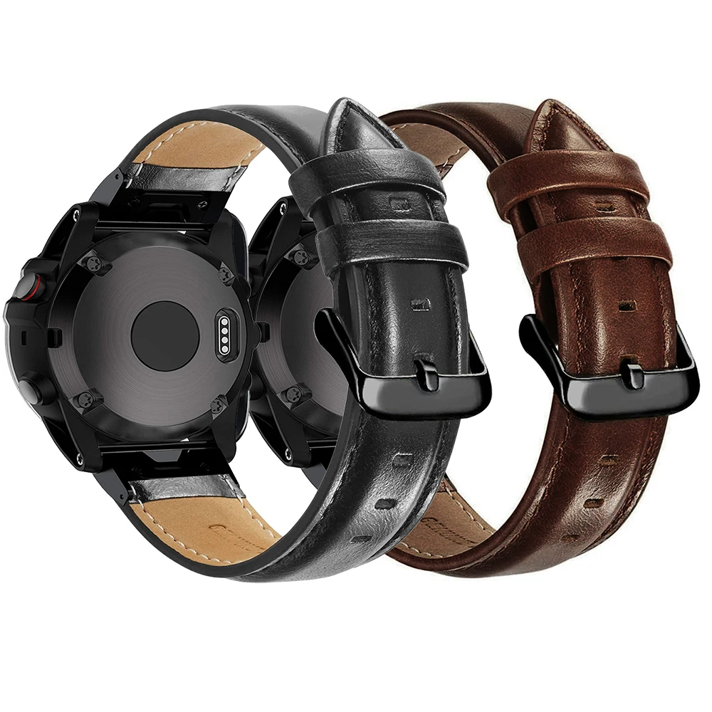 

Essidi 26mm Geniue Leather Watch Strap For Garmin 7X 6X Pro 5X Plus 3 HR Wrist Bracelet Band Loop For Quaitx 3 D2 Descent MK2i