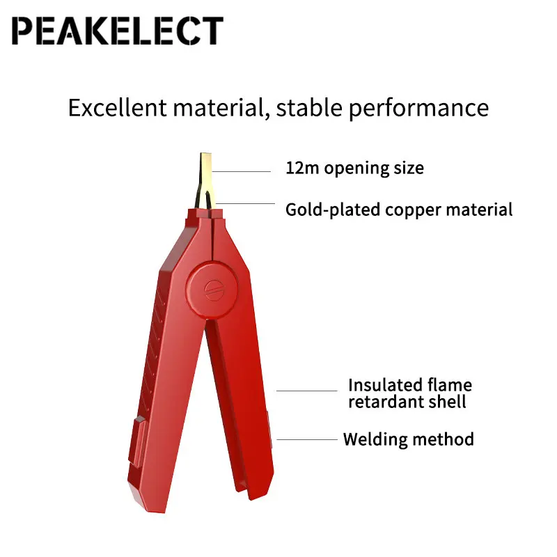 Peakelect P2004 3PCS Alligator Clip 90mm Kelvin Clamps Gold Plate Copper LCR Test Grey/Black/Red For Precision Instrume - купить по
