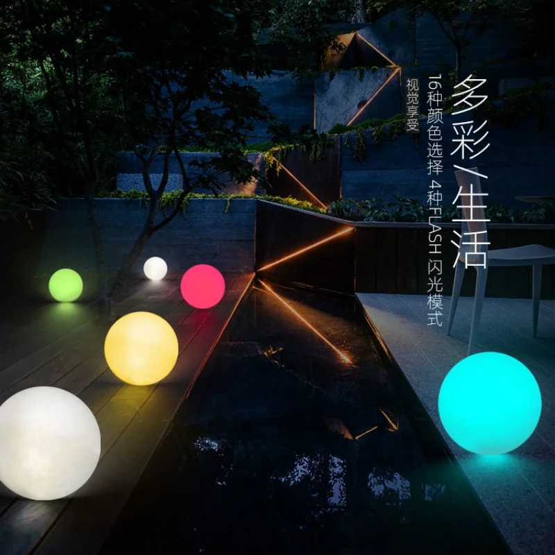

Светодиодная светящаяся Напольная Лампа в форме шара, декоративный водонепроницаемый светильник для улицы, с беспроводным дистанционным у...