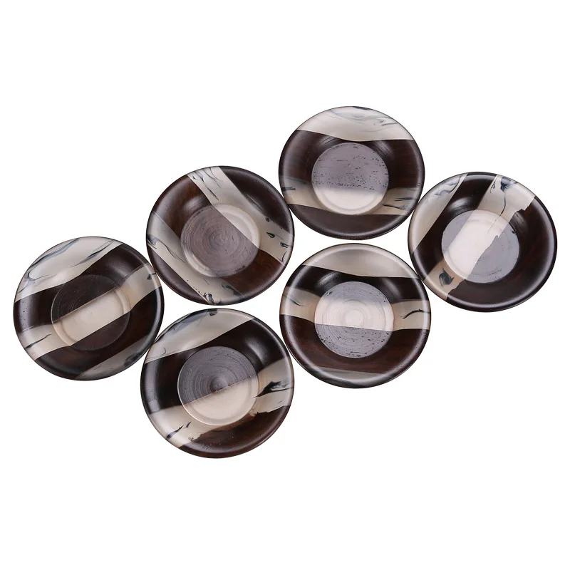 

Tea Drink Mat Wooden Art Coaster Resin Ebony Solid Wood Insulated Coffee Table Retro Mug Cup Pad Home Office Japanese 6pcs Set