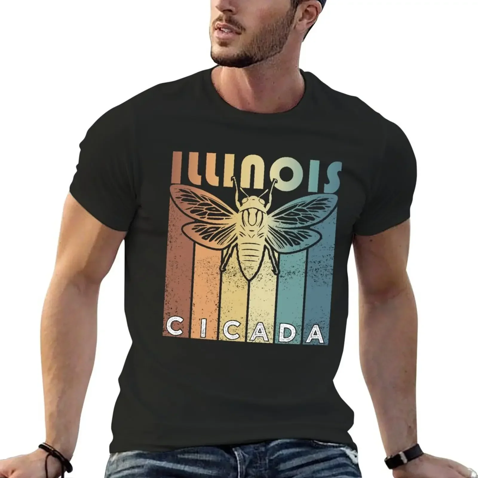 Ретро Illinois2024 Cicada Summer Swarm винтажная футболка с графическим рисунком мужская