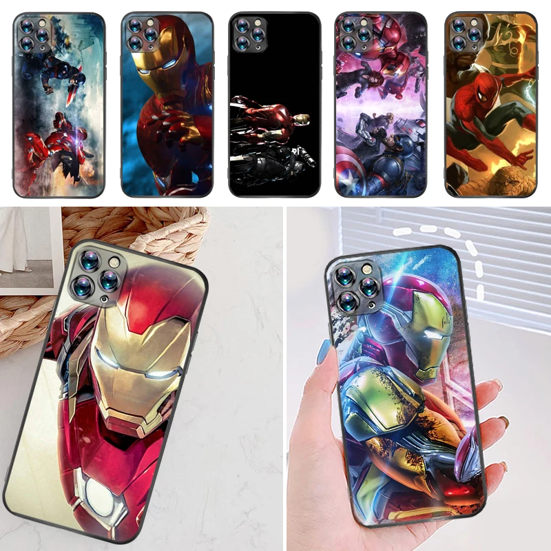 

Super Men Marvels Hero Iron Painting Phone Case For iPhone 12 11 Pro MAX Mini X XR XS 7 8 6s Plus Soft Silicone Coque