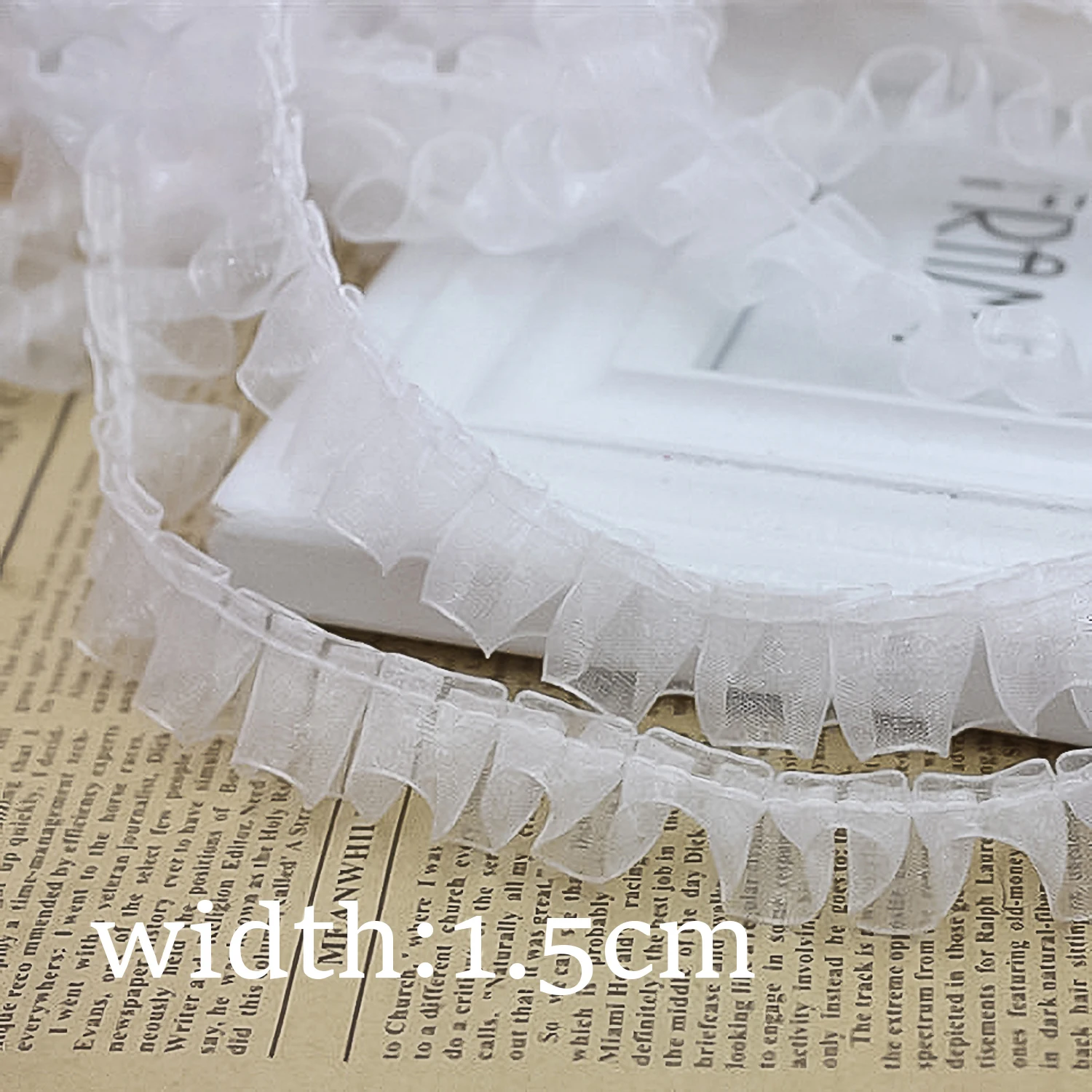 

1.5Cm Handmade Ruffled Lace Ribbon Trim For Doll'S Skirt Decorative Accessories And Clothing Embellishment And Diy Sewing Supply