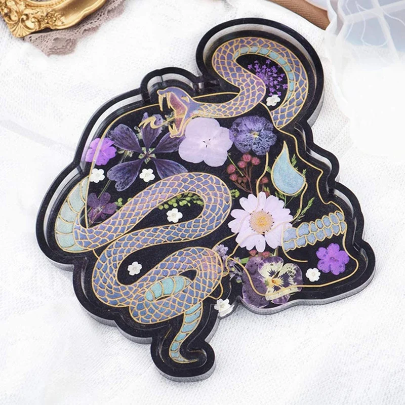 Tray Resin Mold With Edges Snake Epoxy Silicone For Jewelry Dish Holder DIY Art Crafts Home Decor