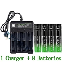 btvyok 3 7v li ion 9800mah large capacity rechargeable 18650 battery for led torch 4 slot smart charging usb charger