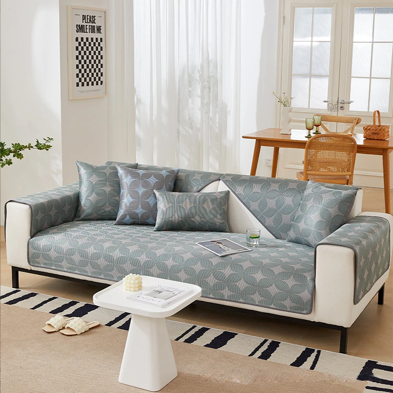 

1/2/3/4 Seater Cool Ice Silk Fabric Sofa Cover Washable Sofacovers Stretch Elastic Cheap Sofa Slipcover Delicate Sofa Covers