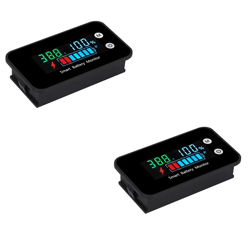 

2X 7-100V Digital Battery Capacity Tester Battery Monitor Voltage Temperature Switch Meter For Car Ships,IPX7 Waterproof