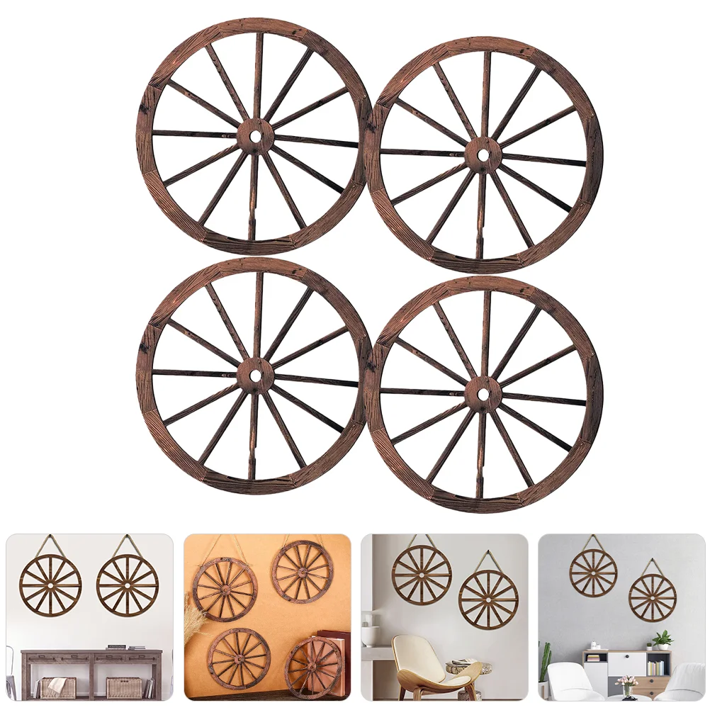 

Wheel Decorative Wall Hanging Ornament Housewarming Gift Vintage Home Living Room Indoor Wood Round