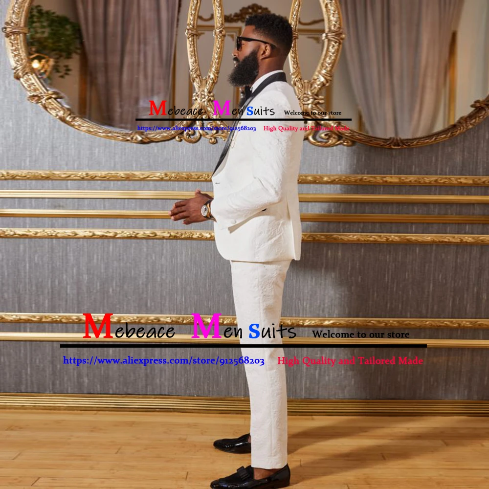 Мужские свадебные костюмы из жаккарда цвета слоновой кости по индивидуальному