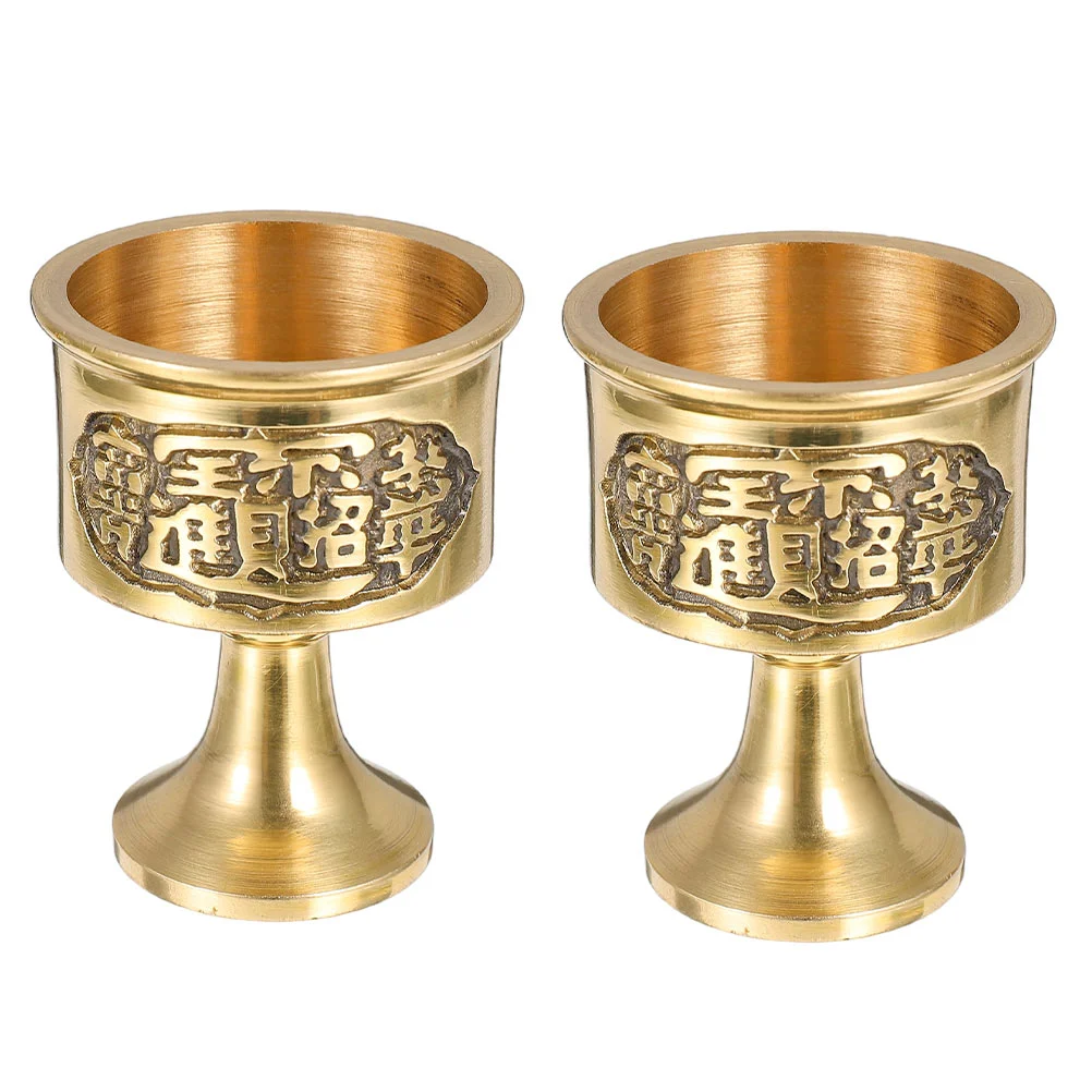 

2Pcs Copper Water Cup Decorative Offering Cup Copper Holy Water Cup