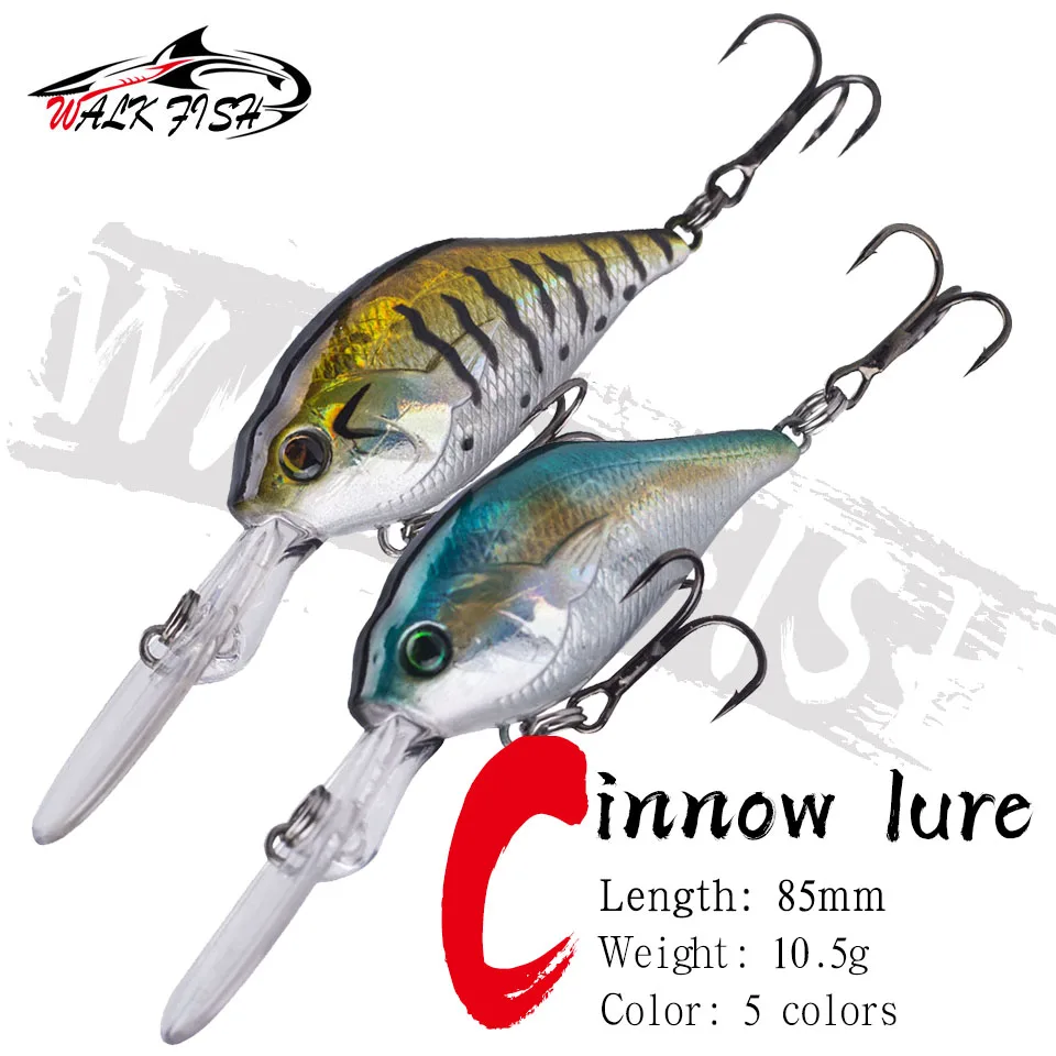 

Loogdeel 85mm 10.5g Floating Fishing Lure 3D Eyes Artificial Crankbait Wobbler Rattles Hard Bait Diving 1-3m Lip Crank Pesca