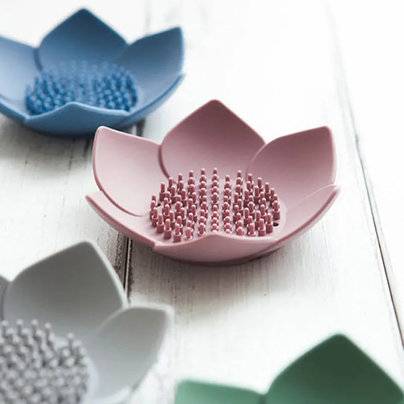 

Soap Box Lotus Shape Non-slip Dish Storage Plate Tray Holder Water Draining Soap Dish Holder Bathroom Accessories