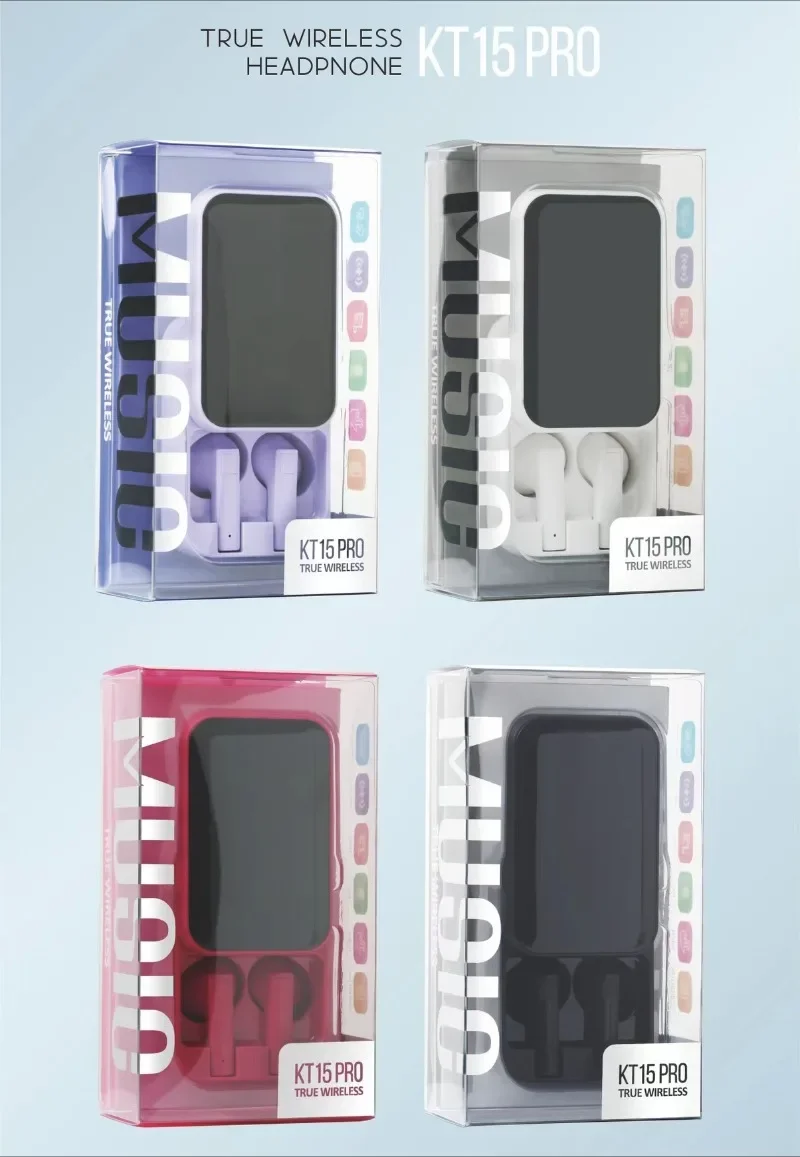 Беспроводная Bluetooth-гарнитура KT15 Pro с сабвуфером и цифровым дисплеем