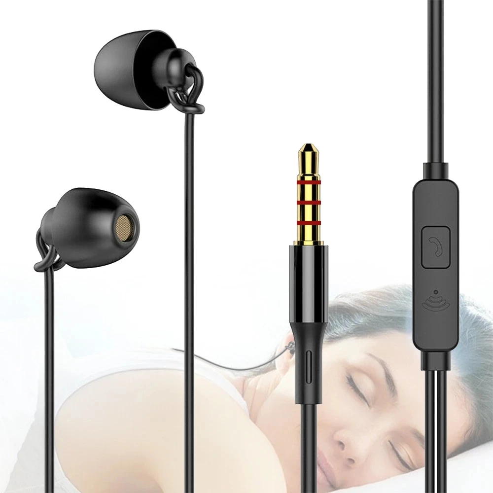 

Wired Sleeping Earbuds Soft Silicone In-Ear Headset Noise Cancelling Earphones No Pressure Earbuds For Xiaomi Huawei Universal