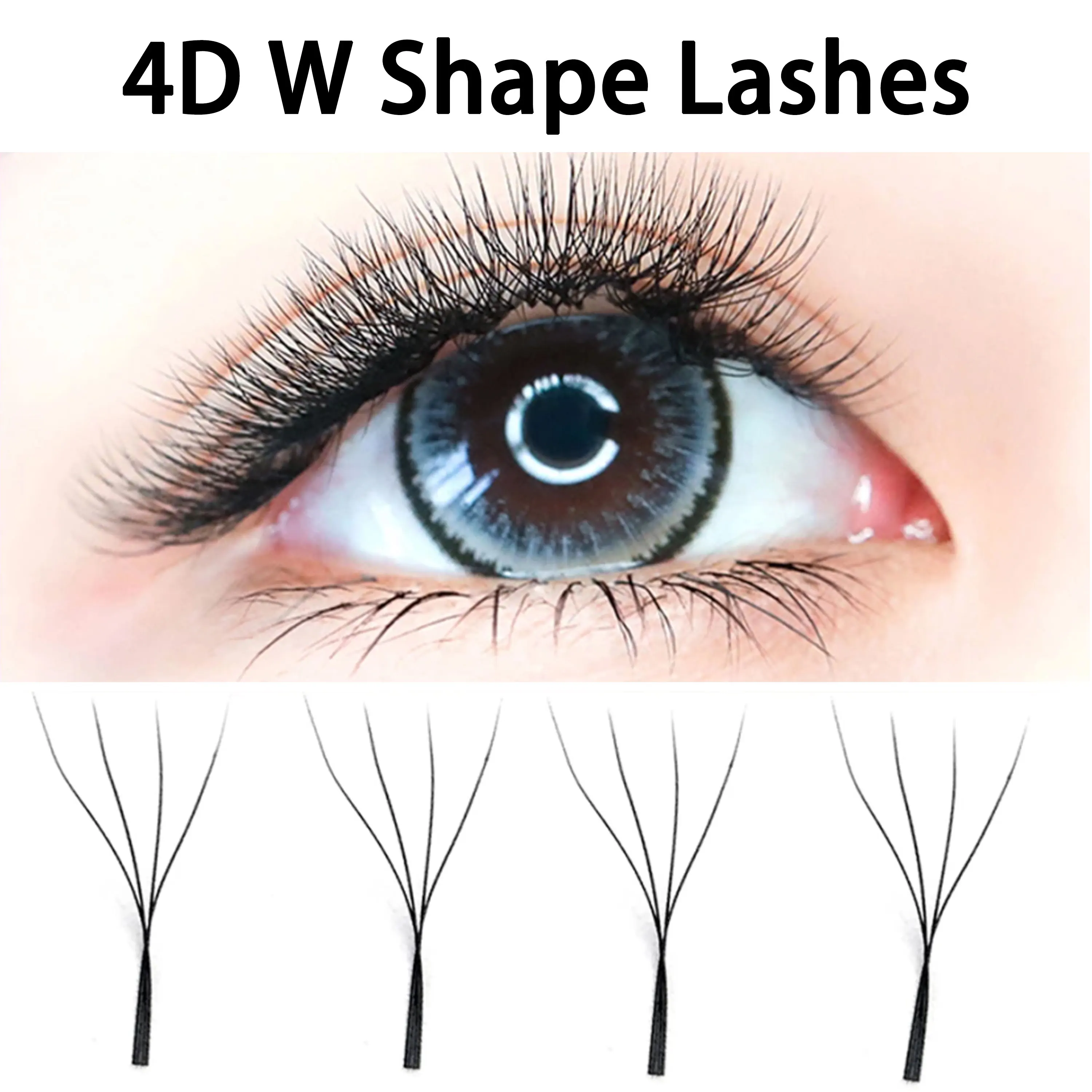 

4D W форма Цветочные ресницы готовые объемные ресницы для наращивания четырехлистный клевер цветущие индивидуальные Кластерные ресницы
