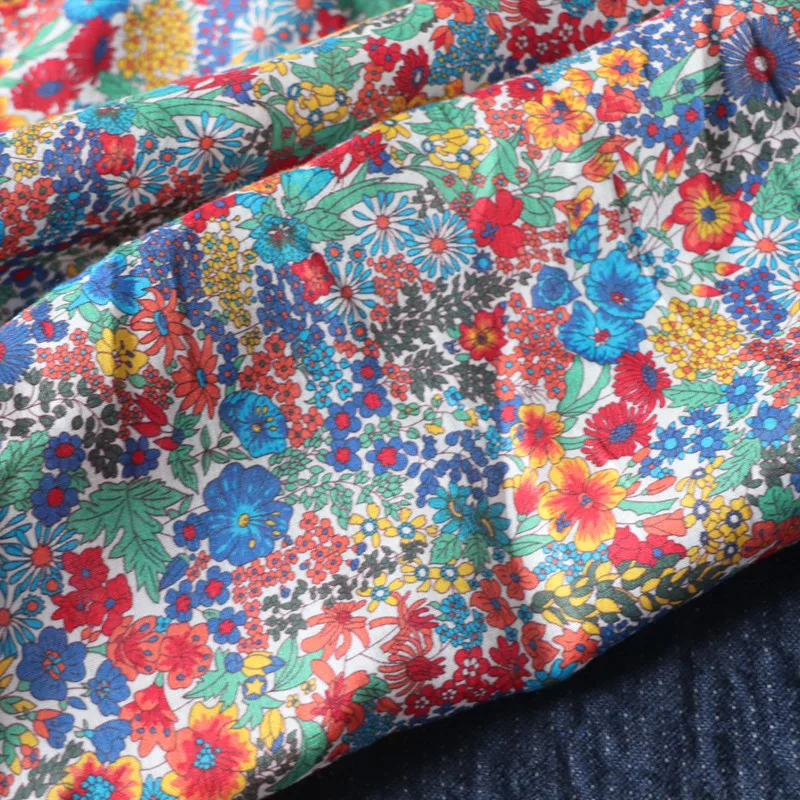 

MARGARET Floral High Quality 100% Ramie Digital Printed Fabric For Sewing Cloth Dresses Robe Summer Thin DIY Handmade Designer