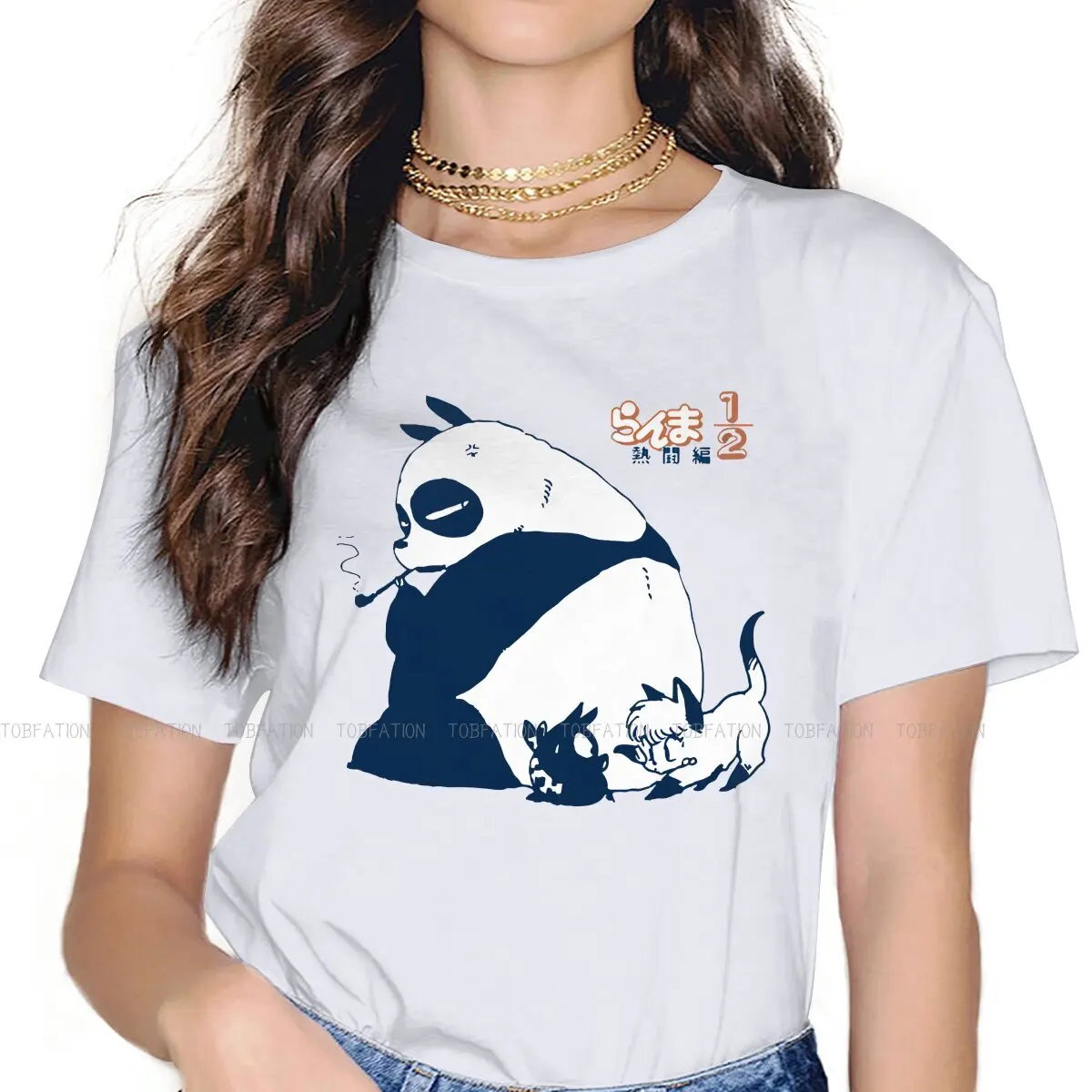 

Genma Panda Women's TShirt Ranma Manga Girls Basic Tops O-neck Female T Shirt 5XL Humor Hipster Gift
