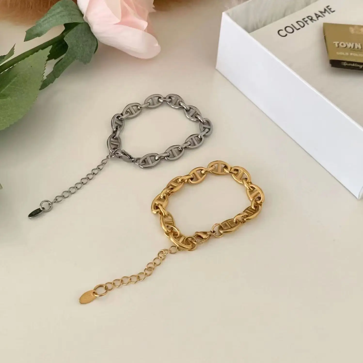 

2022 New High Quality Stainless Steel Pig Nose Chain Bracelet Men Women Fine Fashion Jewelry Gift Free Shipping Items