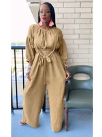 fashion two piece set women cotton pleated sling bandage wide leg pants 2022 summer casual streetwear tracksuits loose outfits