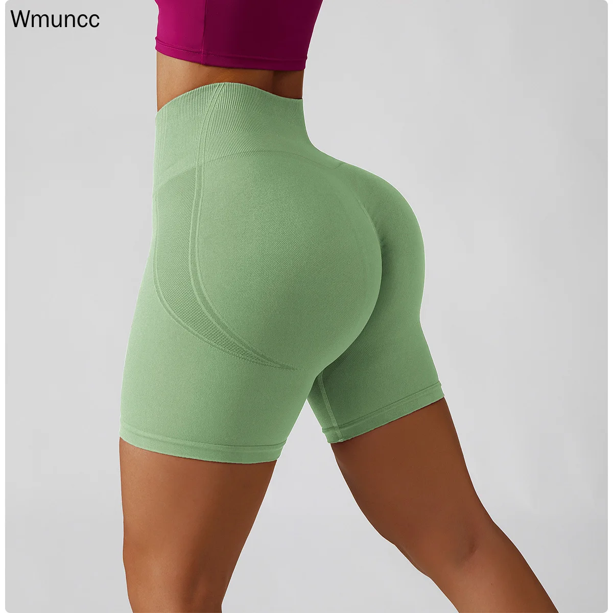 

Wmuncc 2022 Summer New High Waist Booty Scrunch Seamless Gym Shorts Women Running Tight Sports Yoga Fitness Gymwear