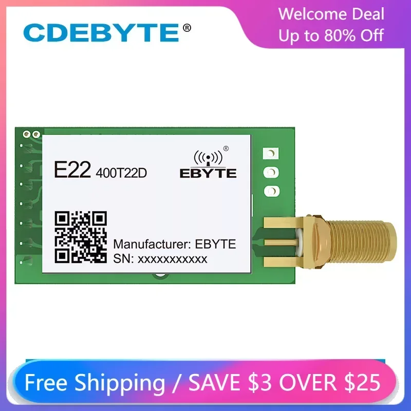 Беспроводной модуль LoRa 433 МГц 22 дБм TTL уровень UART CDEBYTE 5 км приемник беспроводного