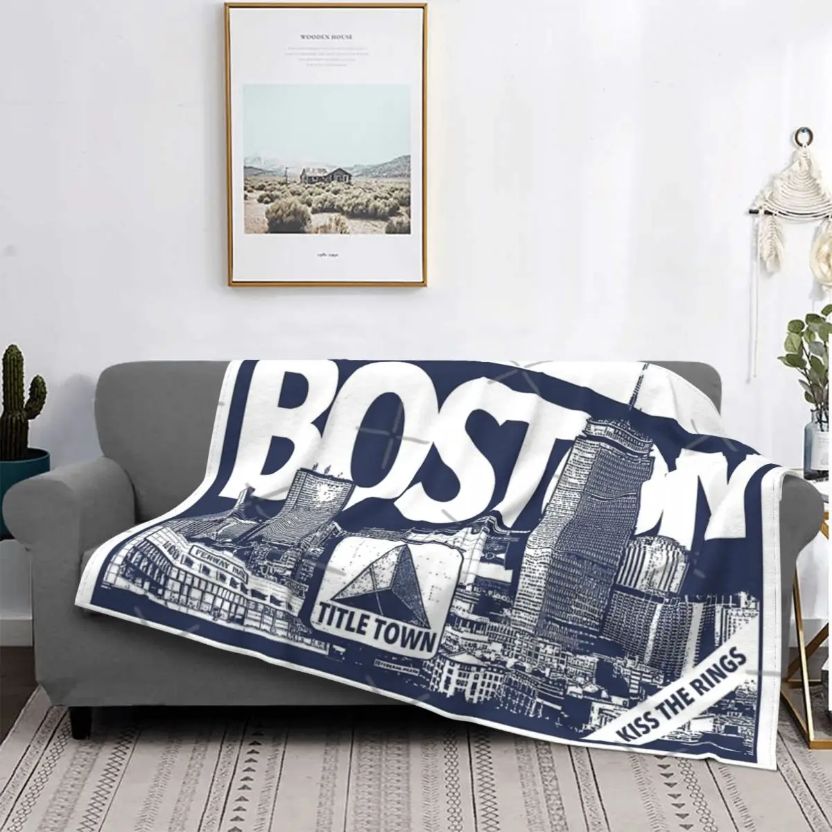 

Title Town Skyline Throw Blanket Retro Warm Nice Gift AntiPilling