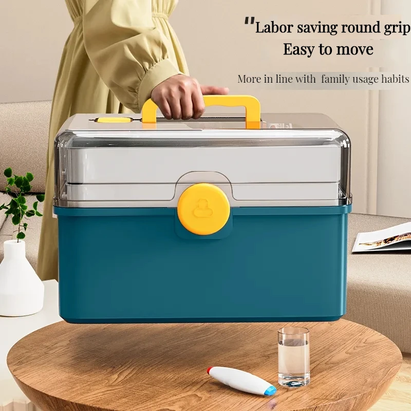 

Box Household Medicine Kit Aid Medicine Portable Multi-functional First Box Convenient With Handle Storage Large-capacity