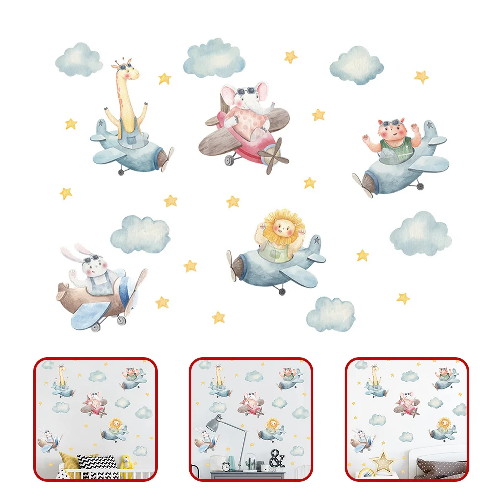 

1 Sheet Animals Wall Sticker Wall Cartoon Sticker Kindergarten Wall Decals