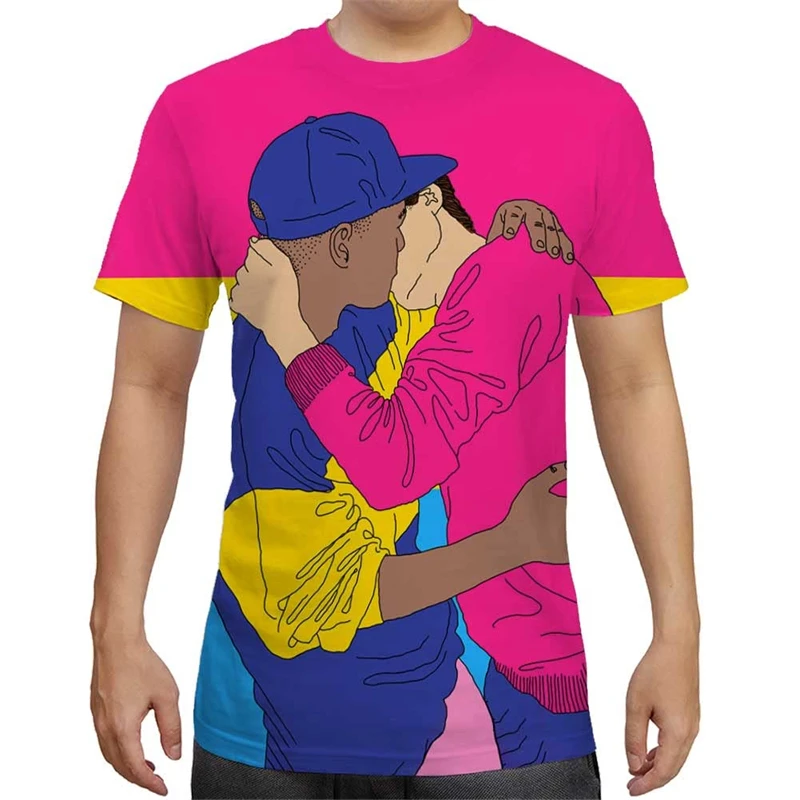 

Gay 3D Printed Men's T Shirts Summer Fashion Streetwear Personality Casual Short Sleeve Tees Tops Homosexual Clothes TShirt