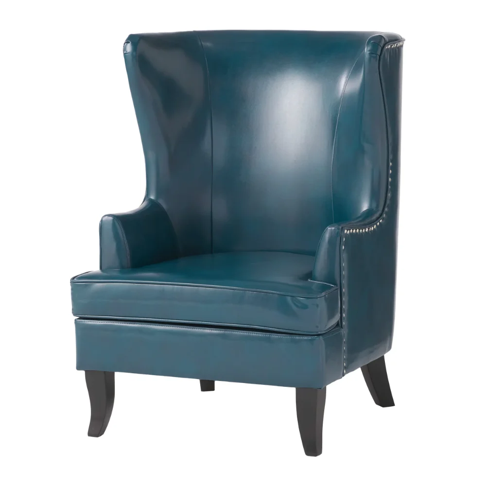 

Hesby Faux Leather High Back Wing Chair, Teal