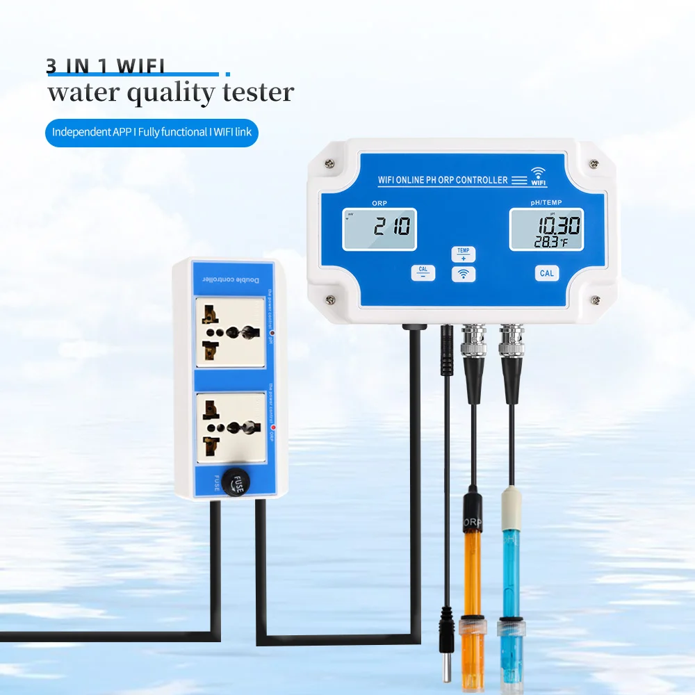 

3 in 1 Wifi Water Quality Tester PH/ORP/Temp Meter Water Analyzer APP Online Remote Monitoring for Hydroponic Aquarium