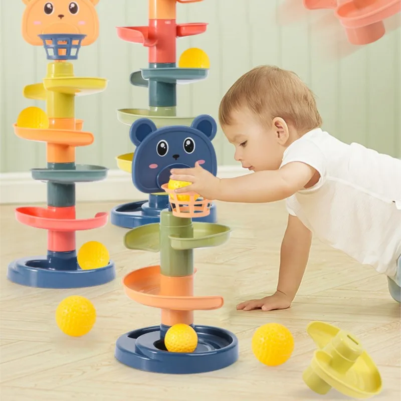 Игрушки для малышей 3-9 Лэй трек вращающийся шар ворсовая башня Ранние развивающие игры Штабелируемая игрушка для детей 0-3 лет детские развивающие игрушки