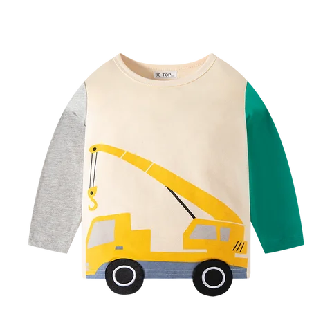 Осенняя футболка TUONXYE для мальчиков, с длинным рукавом, мультяшная техника, трикотажная дышащая мягкая хлопковая детская одежда
