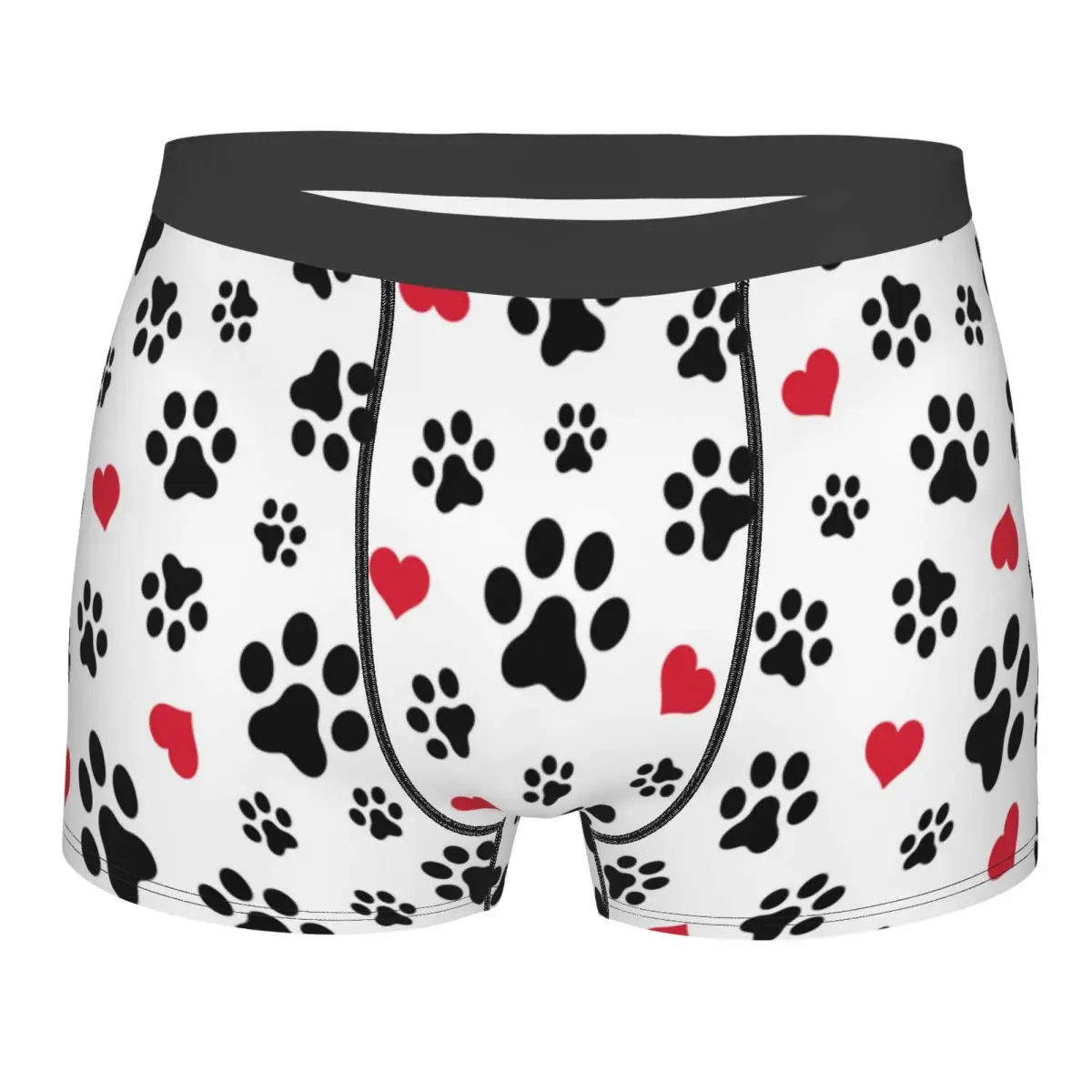 Мужские трусы-боксеры с принтом в виде сердечек и лап |