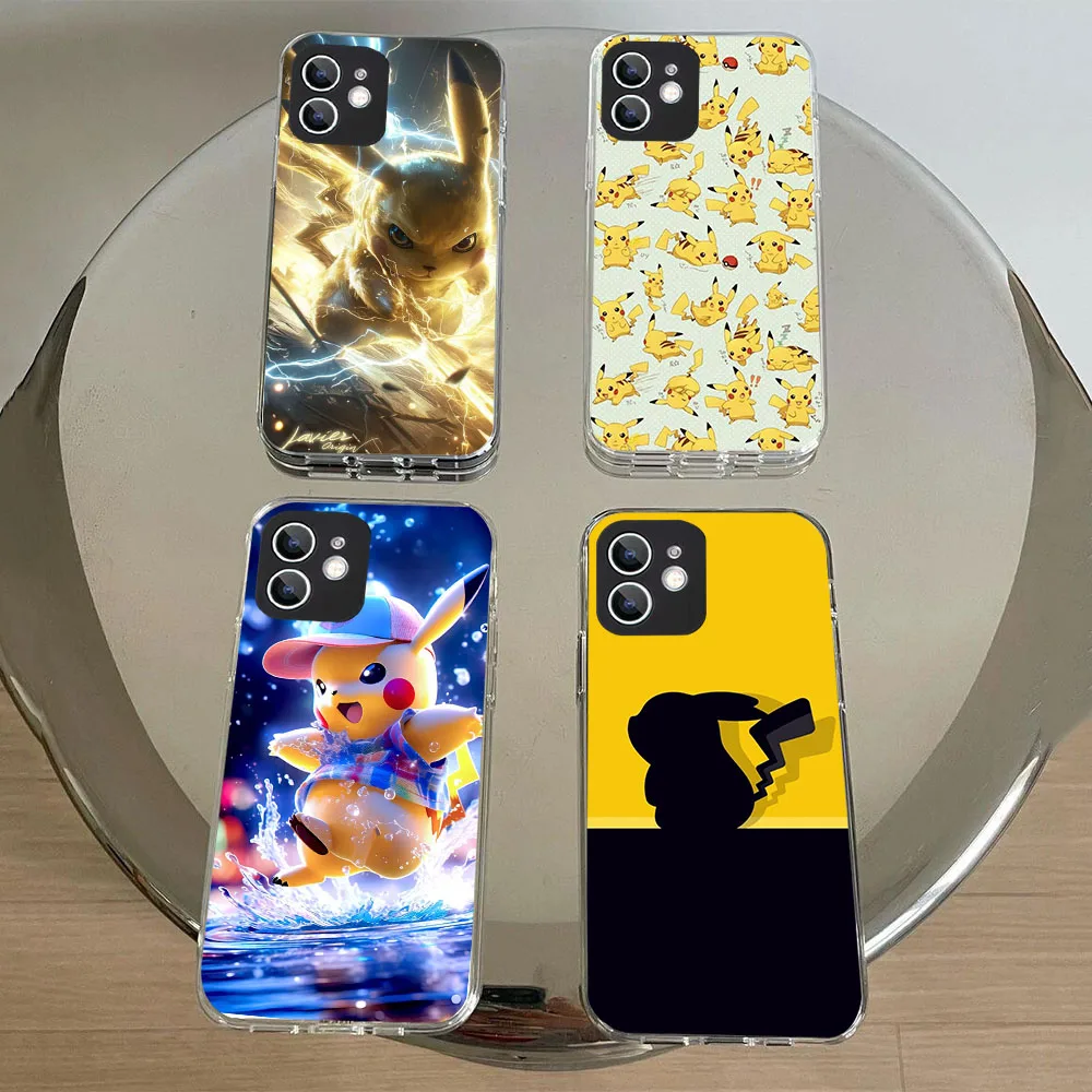 WRA-21 Pokemon Pikachu Transparent Flexible TPU Case For iPhone XS XR 5 6 7 8 SE 11 12 Mini Plus Pro Max