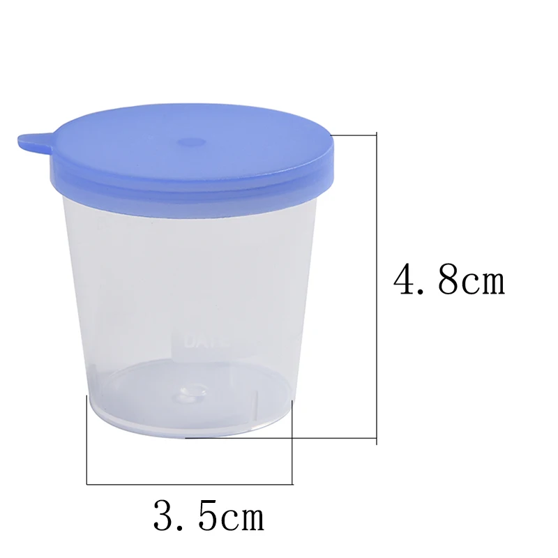 10 PCS Plastic Cup 40ML Urine Container Specimen Cup Sample Bottle Vol Molded Graduation ML And Oz PP EO Sterile Blue Cap images - 6