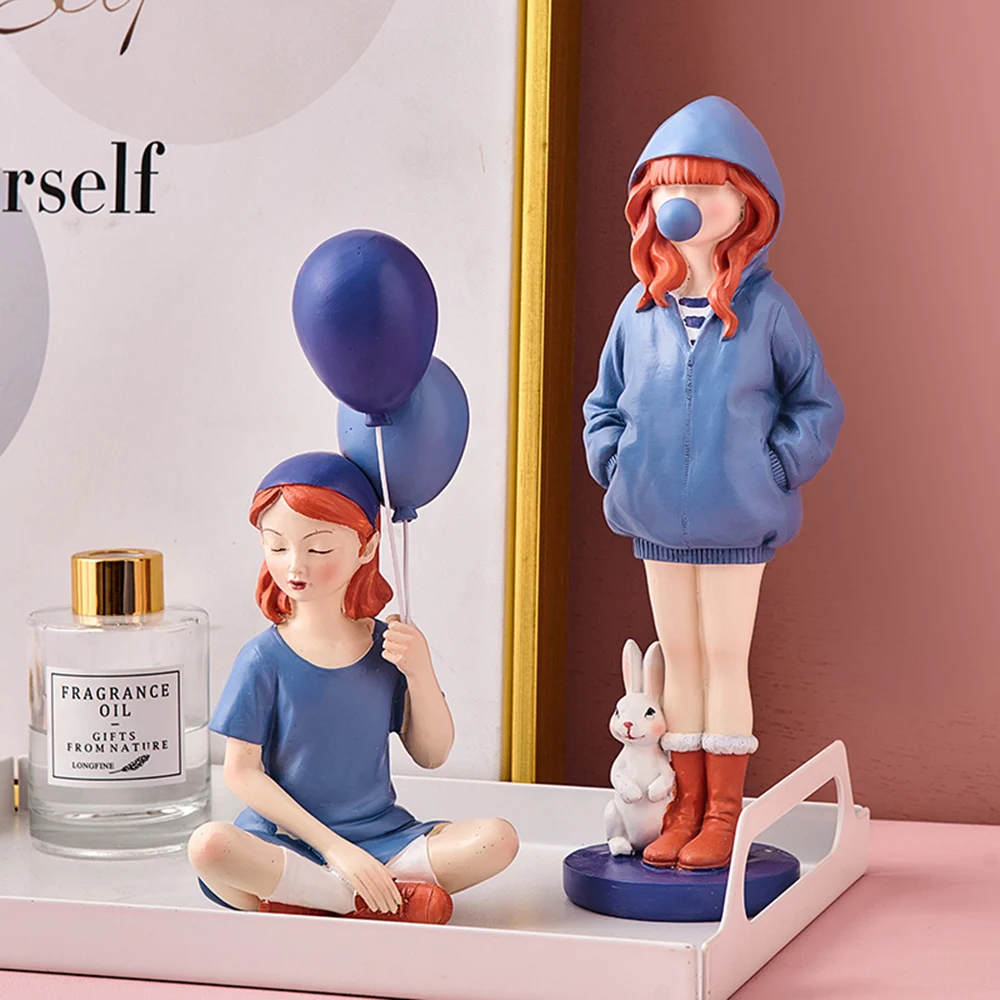 

Creative Beautiful Balloon Girl Statue Decoration Girl Room Decoration Desk Kawaii Accessories Nordic Home Decoration Gift