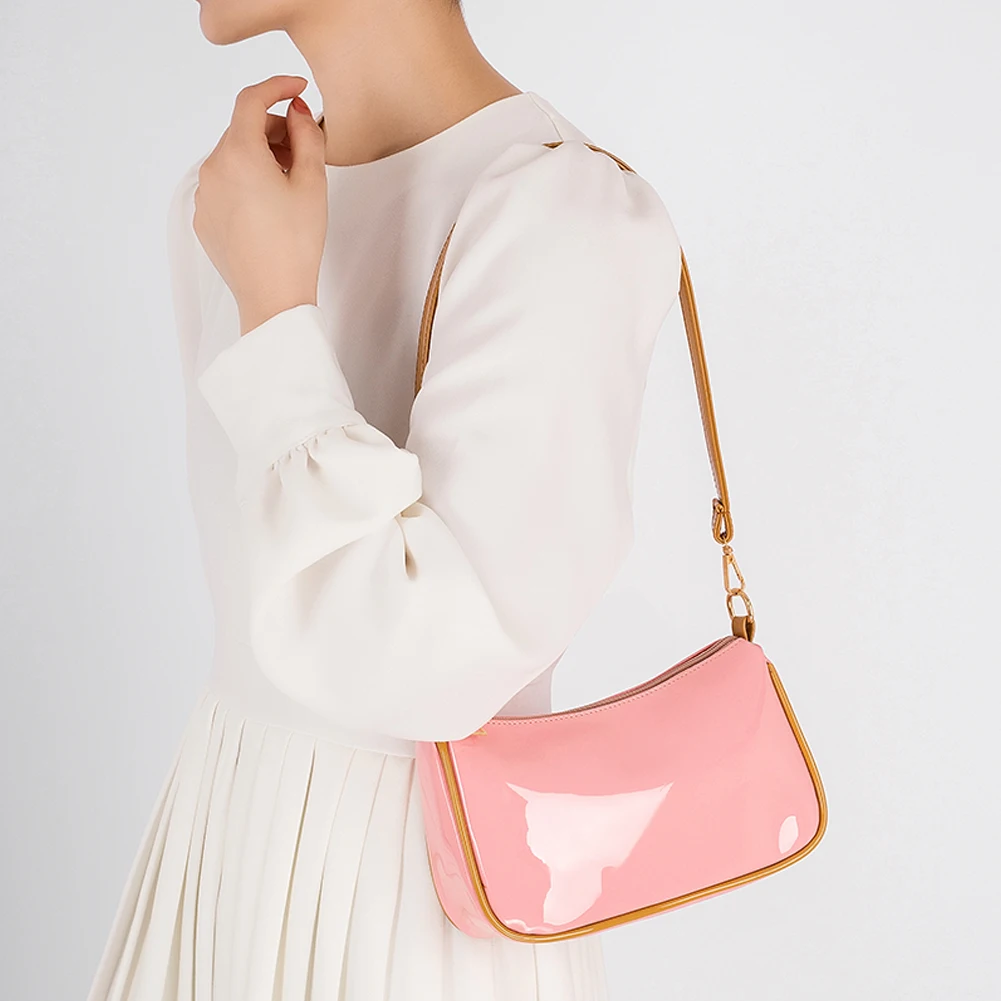 

Яркие женские сумки из лакированной кожи, сумки для подмышек, модная маленькая Повседневная Сумка-тоут для девушек, популярная простая Женс...