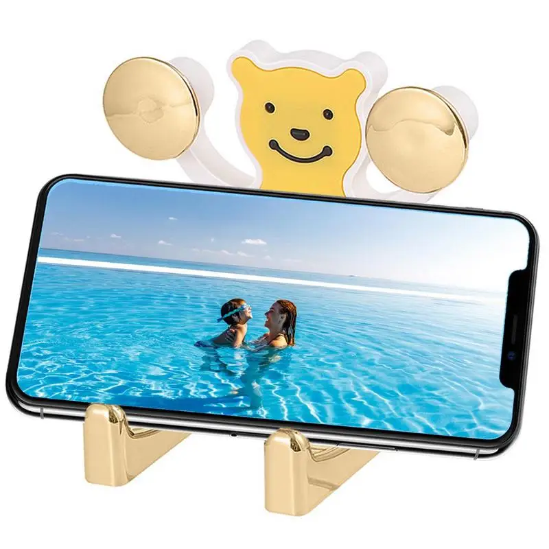 

Вешалка-органайзер для сушки волос с милым медведем, держатель для телефона в ванную комнату, настенные полки, аксессуары, полки-воздуходувки