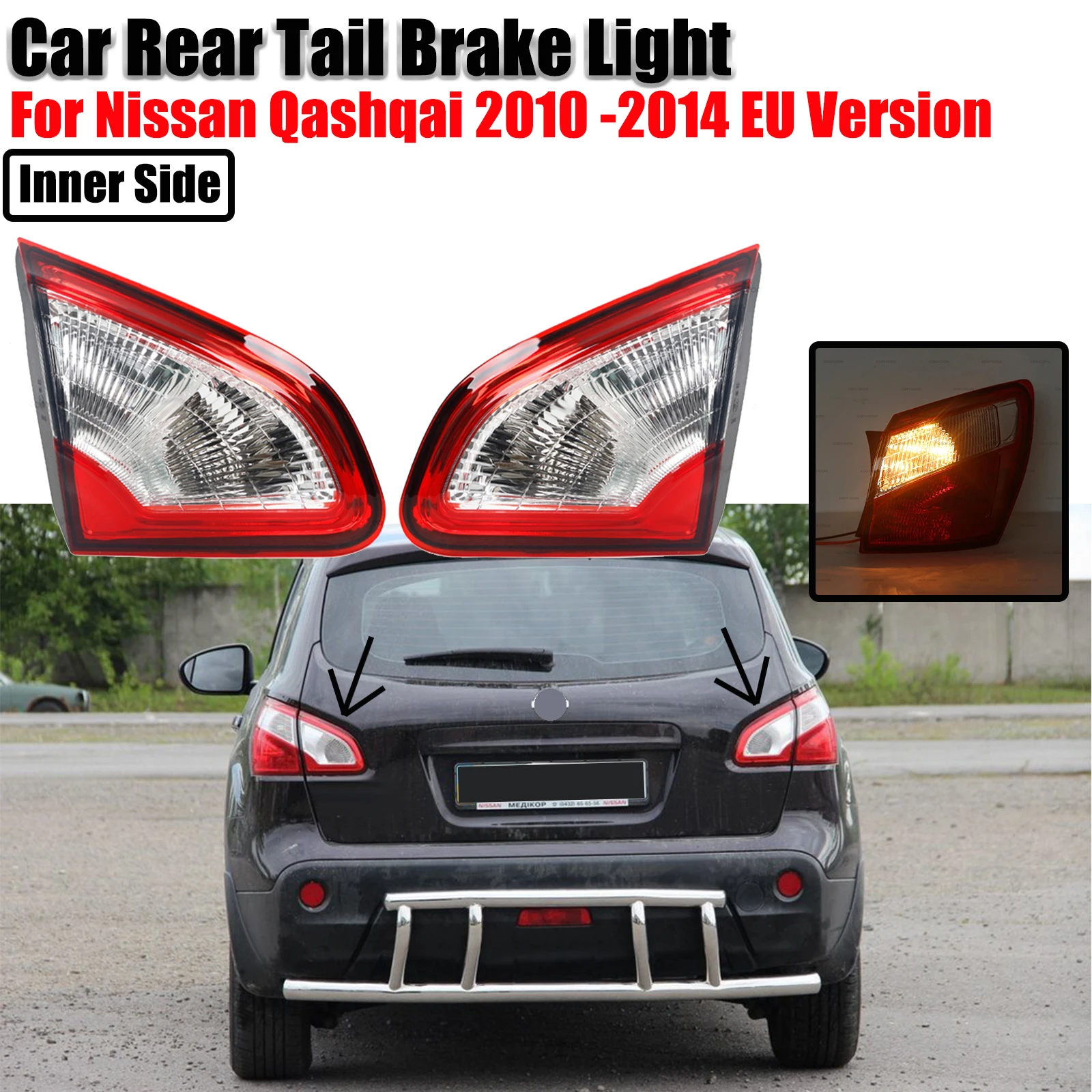 

Противотуманная фара для Nissan Qashqai 2010 2011 2012 2013 Версия ЕС задсветильник внутренний боковой задний стоп светильник сигнал поворотники аксессу...