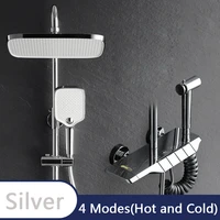 shower system chrome rain shower bath wall mounted bathtub mixer tap shower faucet 40%c2%b0temperature water control shower set mixer