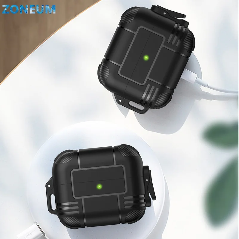 Фото Чехол ZONEUM для airpods pro, новый толстый защитный чехол из ТПУ, разные способы открытия, с ремешком №4