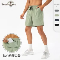 summer mens shorts sports solid color elastic waist casual shorts